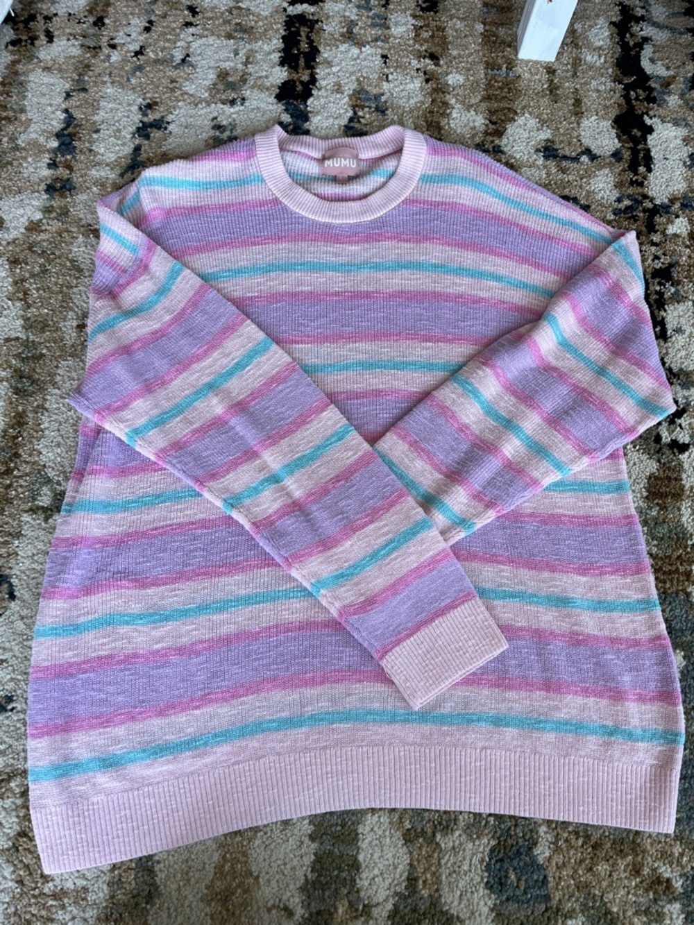 Show Me Your MuMu Pastel Pink, Lavender & Mint Striped Crewneck Sweater